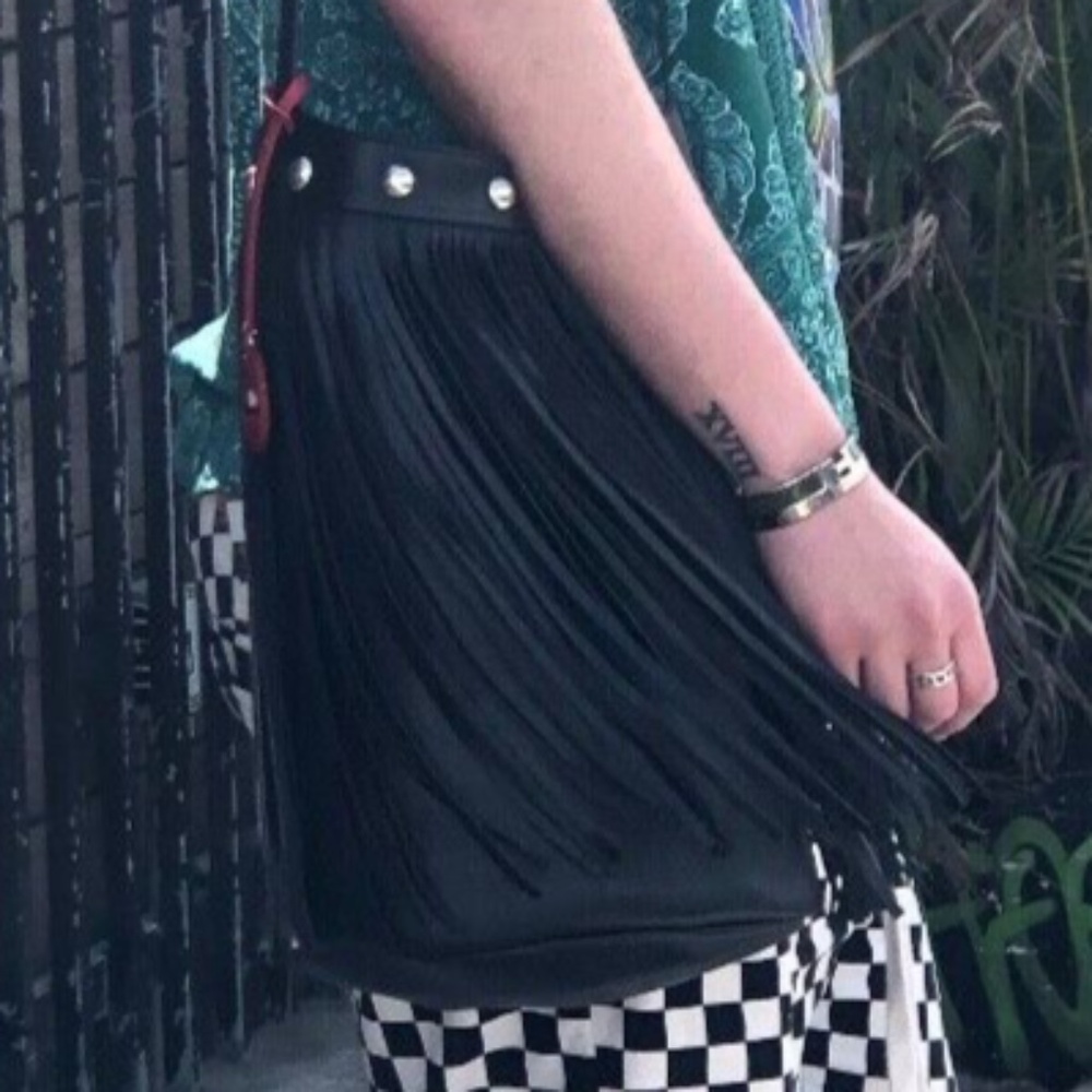 CELINE by Hedi Slimane RARE Fringe Black Bucket Bag in Studded Lambskin Leather! - Picture 12 of 13